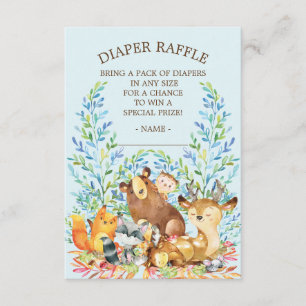 Woodland Animals Baby shower Diaper Raffle Ticket Informatiekaartje
