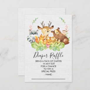 Woodland Animals Baby shower Diaper Raffle Ticket Kaart
