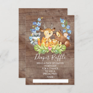 Woodland Animals Baby shower Diaper Raffle Ticket Kaart
