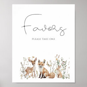 Woodland Animals Baby shower Favors Poster