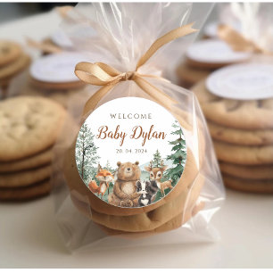 Woodland Animals baby shower Geschenkdoos Ronde Sticker