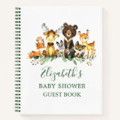 Woodland Animals Baby shower Green Gastenboek Notitieboek (Voorkant)