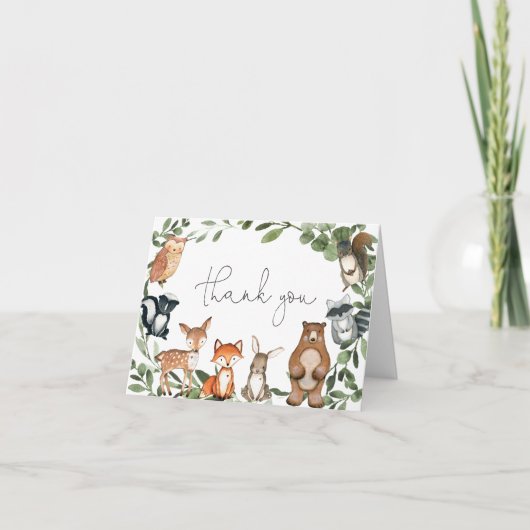 Woodland Animals Baby shower Hartelijk dank Bedankkaart (Voorkant)