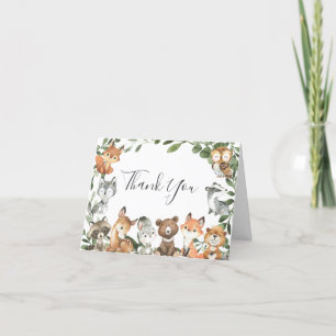 Woodland Animals Baby shower Hartelijk dank Bedankkaart
