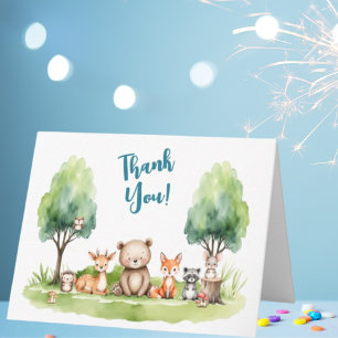 Woodland Animals Baby shower Hartelijk dank Bedankkaart