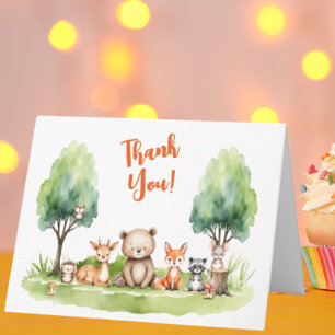 Woodland Animals Baby shower Hartelijk dank Bedankkaart