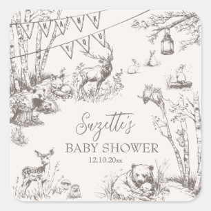 Woodland Animals Baby shower Hartelijk dank Vierkante Sticker