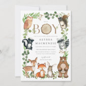 Woodland Animals Baby Shower Invitation (Devant)