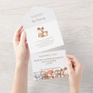 Woodland Animals Baby shower Invitation All In One Uitnodiging