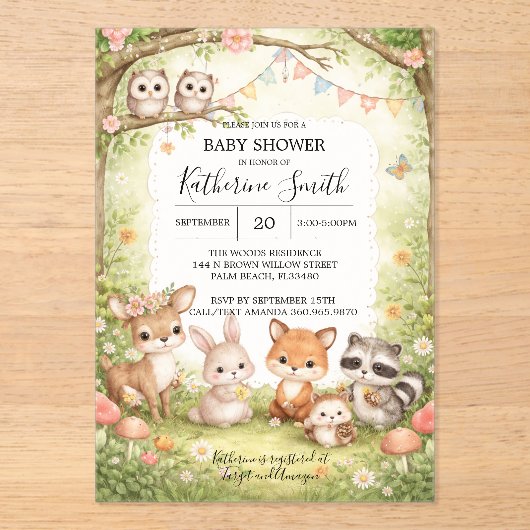 Woodland Animals Baby Shower Invitation Background (Recto)