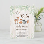 Woodland Animals Baby shower Invitation Kaart (Staand voorkant)