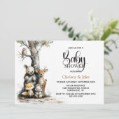 Woodland Animals Baby Shower Invitation Kaart (Staand voorkant)