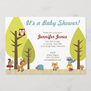Woodland Animals Baby shower Invitation Kaart