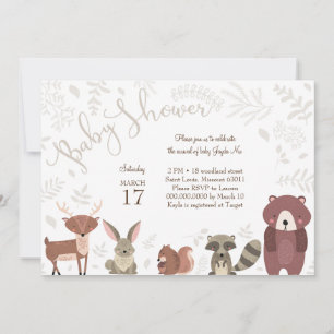 Woodland Animals Baby shower Invitation Kaart
