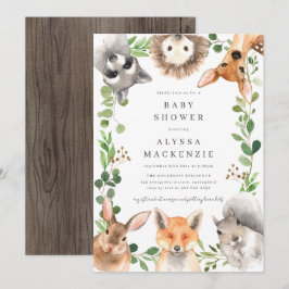 Woodland Animals Baby Shower Invitation Kaart