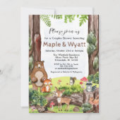 Woodland Animals Baby shower Invitation Kaart (Voorkant)