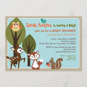 Woodland Animals Baby shower Invitation Kaart