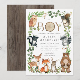 Woodland Animals Baby Shower Invitation Kaart