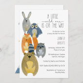 Woodland Animals Baby shower Invitation Kaart (Voorkant / Achterkant)