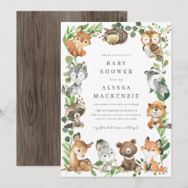Woodland Animals Baby Shower Invitation Kaart