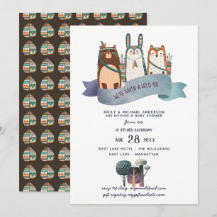 Woodland Animals Baby shower Invitation Tribal Kaart