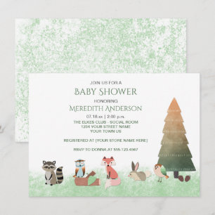 Woodland Animals Baby Shower Invitations Kaart