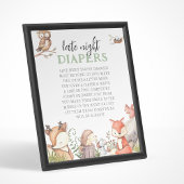 Woodland Animals Baby shower Late Night Diaper Poster