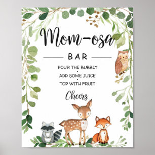 Woodland Animals Baby shower Mam-osa Bar Sign Poster