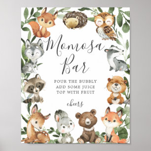Woodland Animals Baby shower Mimosa Bar Sign Poster