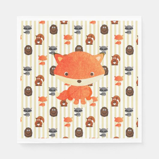 Woodland Animals Baby shower Napkins Servetten (Voorkant)