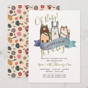 Woodland Animals Baby shower nodigt uit - het is e Kaart