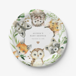 Woodland Animals Baby Shower Paper Plates Papieren Bordje