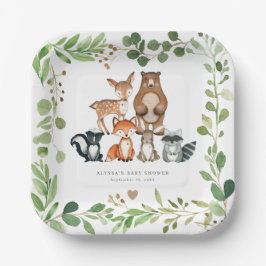 Woodland Animals Baby Shower Paper Plates Papieren Bordje