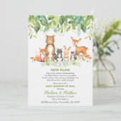 Woodland Animals Baby shower per Mail Greenery Boy Kaart (Staand voorkant)