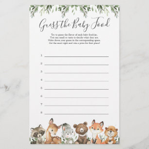 Woodland Animals Baby shower raadt het Baby voedse