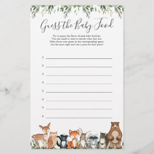 Woodland Animals Baby shower raadt het Baby voedse