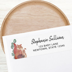 Woodland Animals Baby shower Return Address Etiket