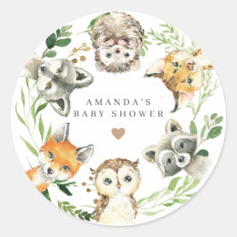 Woodland Animals Baby Shower Ronde Sticker