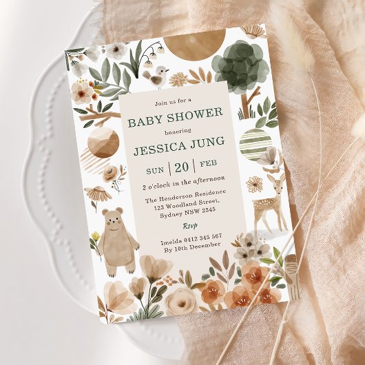Woodland Animals Baby shower Uitnodiging