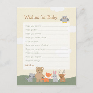 Woodland Animals Baby shower Wensen voor Baby Briefkaart