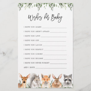 Woodland Animals Baby shower Wishes voor Baby