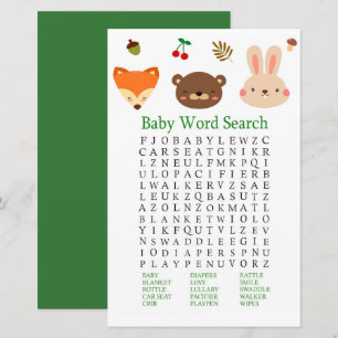 Woodland animals Baby shower Word Search Game