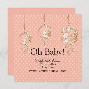 Woodland Animals Baby Stats Announcement Polkadot