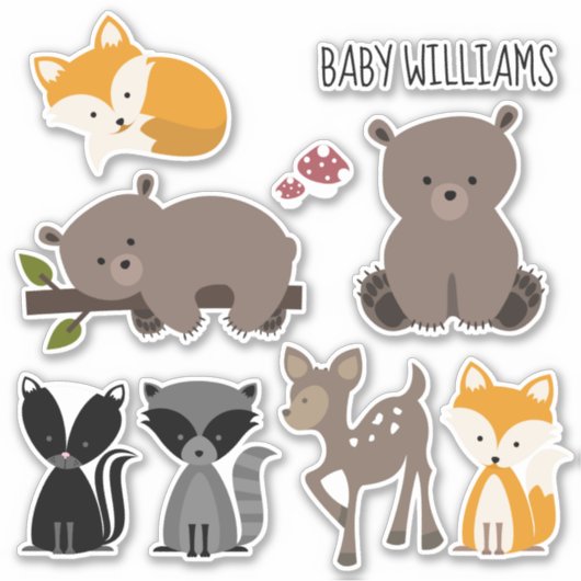 Woodland Animals Baby Sticker (Voorkant)
