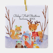 Woodland Animals Baby's Eerste Kerstmis Keramisch Ornament (Voorkant)