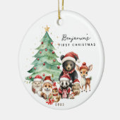 Woodland Animals Baby's Eerste Kerstmis Keramisch Ornament (Links)