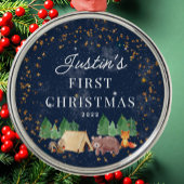 Woodland Animals Baby's Eerste Kerstmis Metalen Ornament