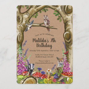 Woodland Animals Birthday Forest-uitnodiging Kaart