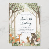 Woodland Animals Birthday Invitation - Forest (Devant / Derrière)