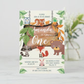 Woodland Animals Birthday Invitation Kaart (Staand voorkant)